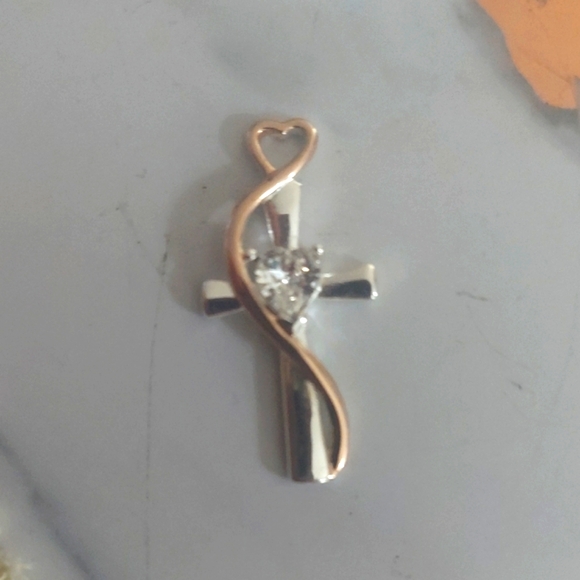 Swarovski Crystal Silver & Gold Plated Faith Cross Pendant - Picture 2 of 8